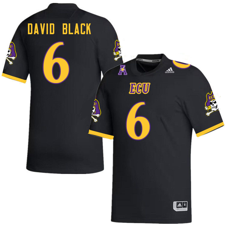 Men #6 John David Black ECU Pirates College Football Jerseys Stitched-Black